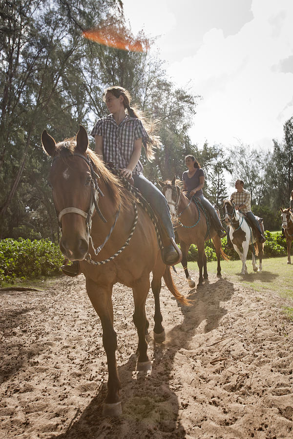 A group explores a trail on horseback #1 Photograph by Noel Hendrickson