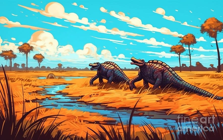 A  Group  Of  African  Alligators  Walking  In  A  Sere  D  F  Ad  Bf  Ececbd Painting