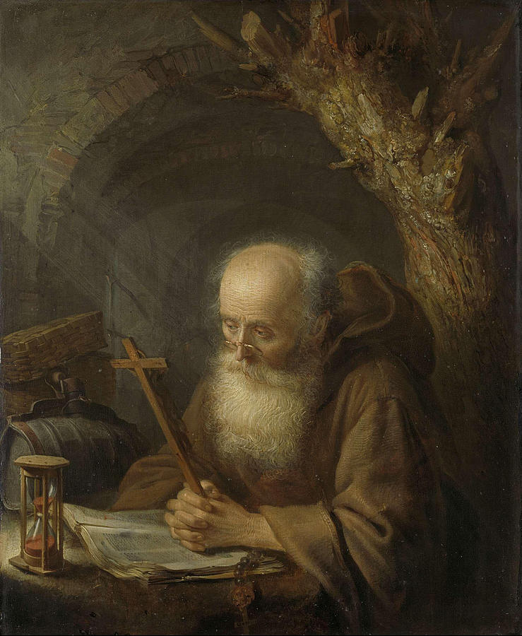 Gerrit Dou Painting - A Hermit #2 by Gerrit Dou