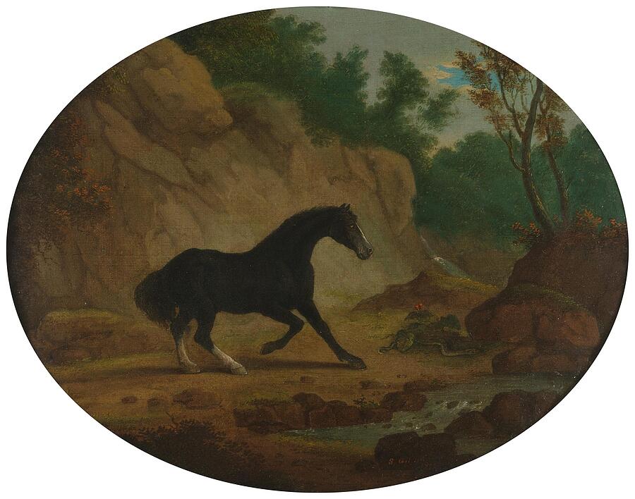 A Horse Frightened by a Snake  #1 Painting by Sawrey Gilpin English