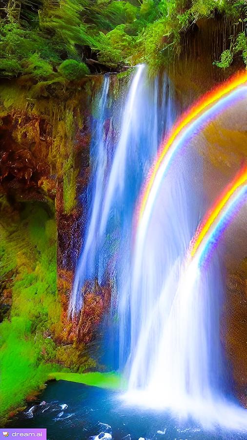 A I Rainbow Waterfall 2 Digital Art by Denise F Fulmer