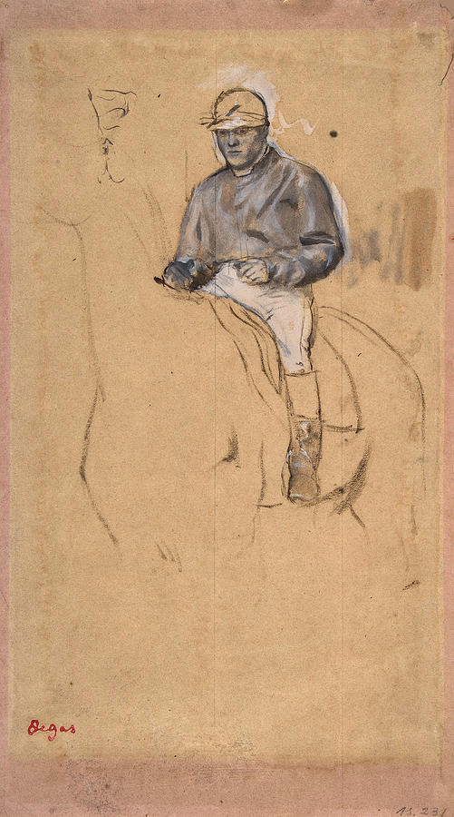  A Jockey on His Horse #2 Drawing by Edgar  Degas