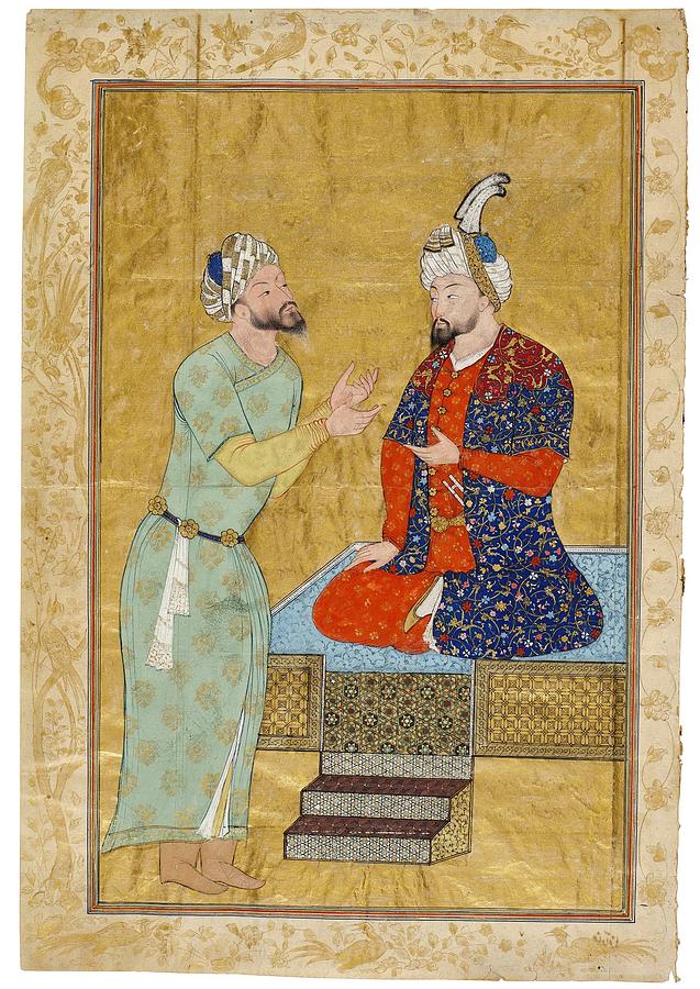 A king talking to a dignitary, by Hossein Behzad, Paris or Tehran, circa 1930 #1 Painting by Artistic Rifki