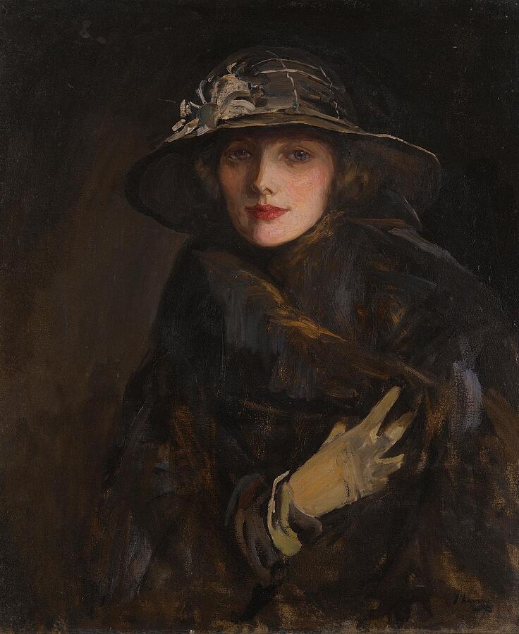 Flower Painting - A Lady In Brown  #1 by Sir John Lavery Irish