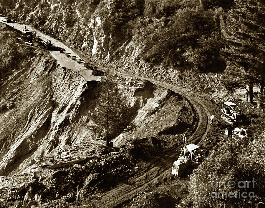 Landslide Photograph - A landslide at Lafler Canyon in January of 1973.  #1 by Monterey County Historical Society