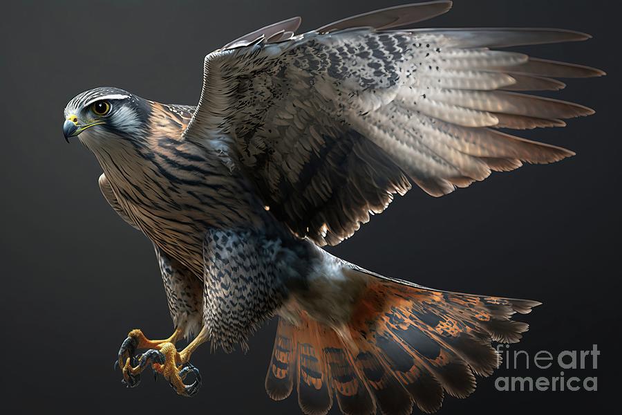 A mighty falcon in flight. AI generated. Photograph by Joaquin Corbalan ...