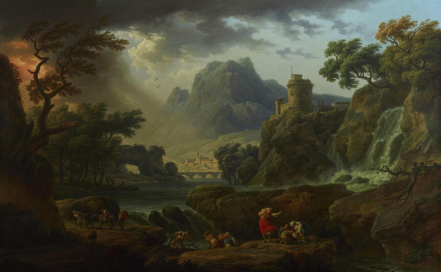 A Mountain Landscape With An Approaching Storm, from 1775 Painting by Claude-Joseph Vernet A Mountain Landscape With An Approaching Storm, from 1775 Painting by Claude-Joseph Vernet