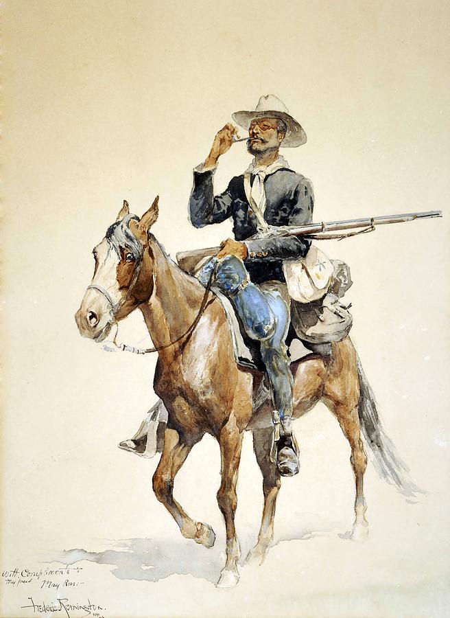 Frederic Remington Painting - A Mounted Infantryman  #1 by Frederic Remington