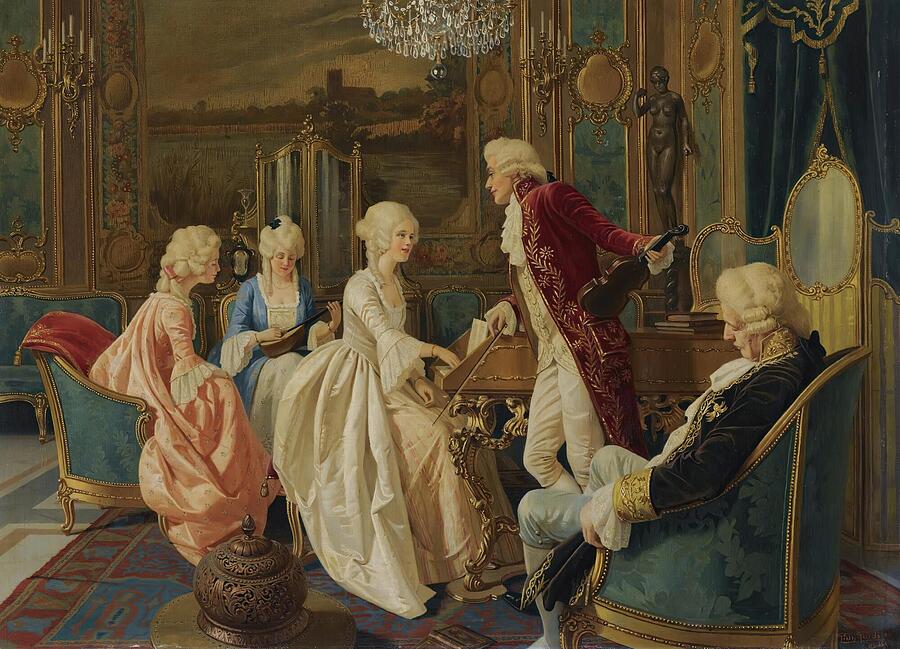 Rococo Painting - A musical interlude #1 by Giuseppe Guidi Italian