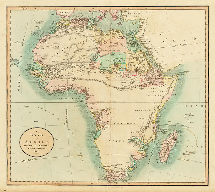 A New Map of Africa From the Latest Authorities London Painting by John ...