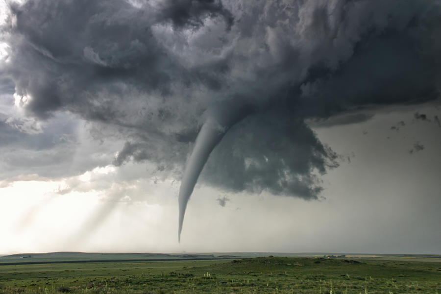 A perfectly needle-like cone tornado reaches out for the ground, Campo, Colorado, USA #1 Photograph by Jason Persoff Stormdoctor