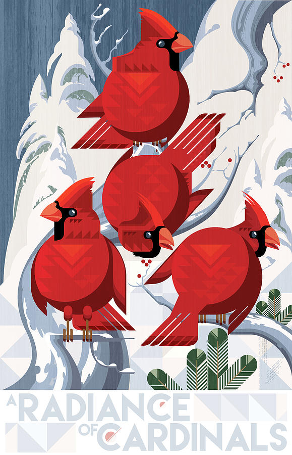 A radiance of Cardinals Poster Digital Art by Garth Glazier