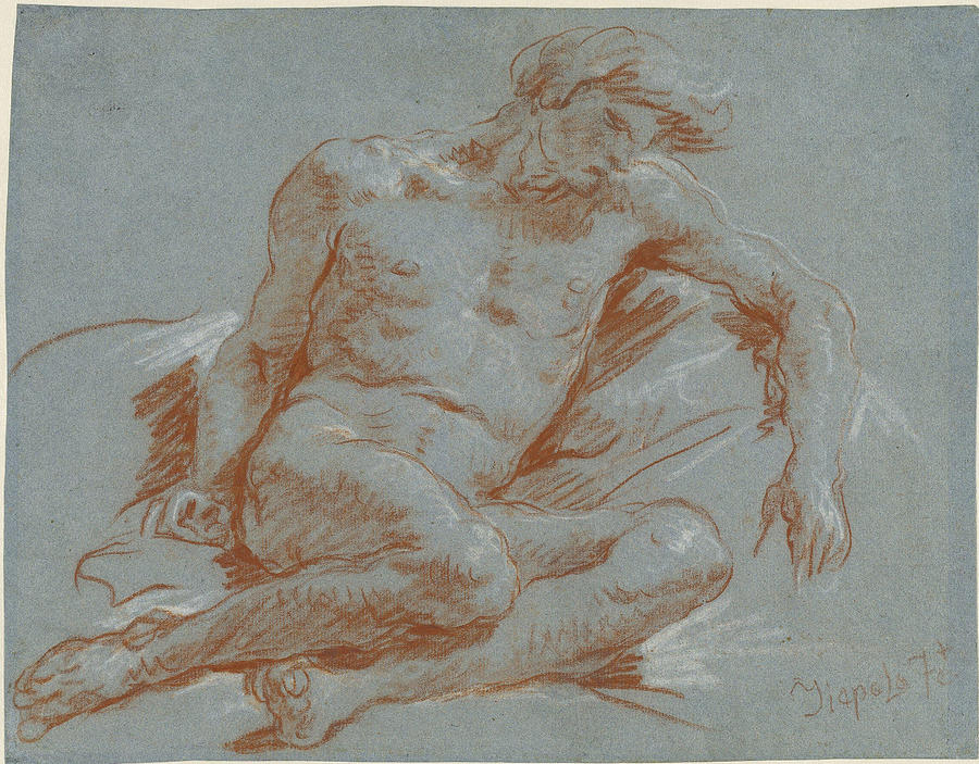 Giovanni Battista Tiepolo Painting - A Seated Male Nude  #1 by Giovanni Battista Tiepolo