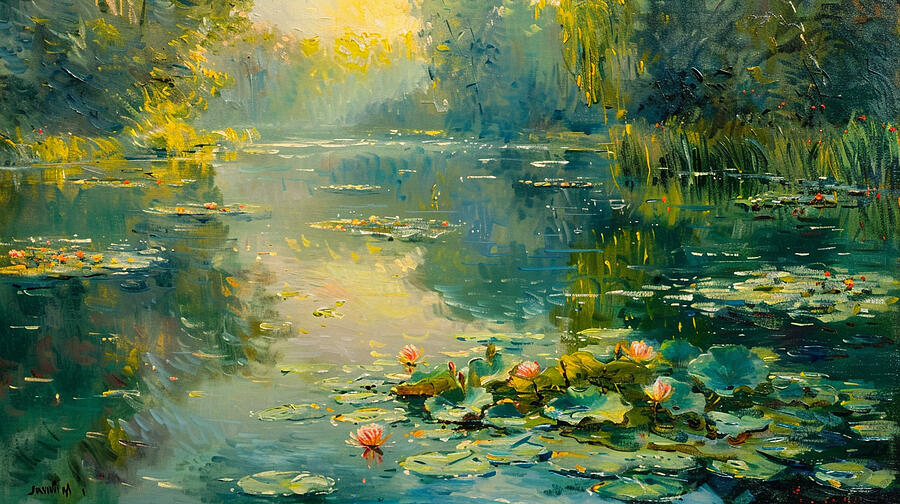 A Serene Morn Ng Scene By A L Ly Pond Captur Ng 2aa34ae5-dd77-4c58-8fba-84a0950f86c7 Digital Art