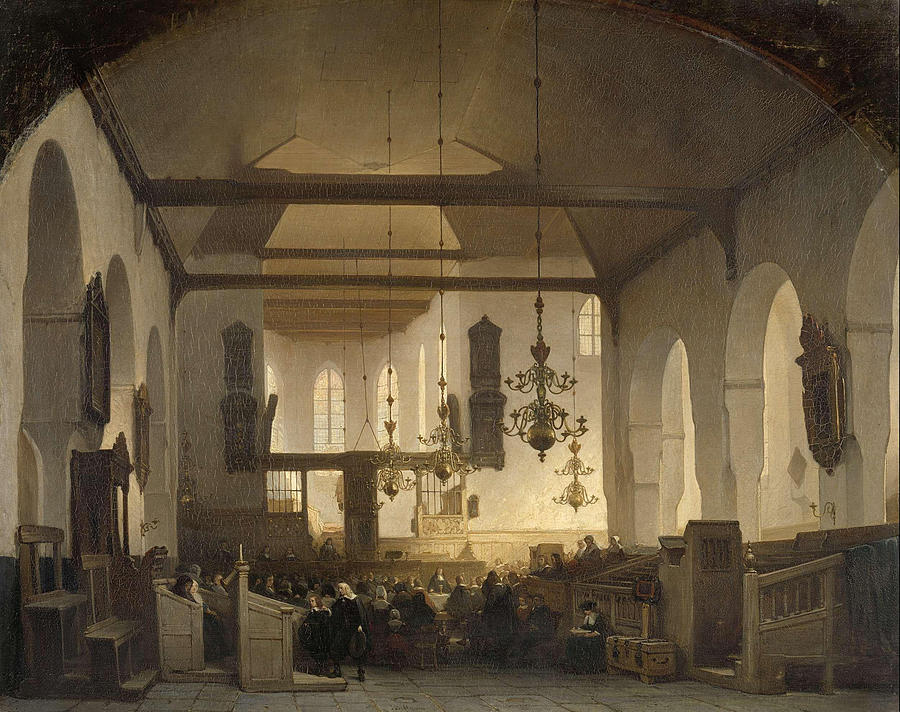 A Service in the Geertekerk, Utrecht #2 Painting by Johannes Bosboom