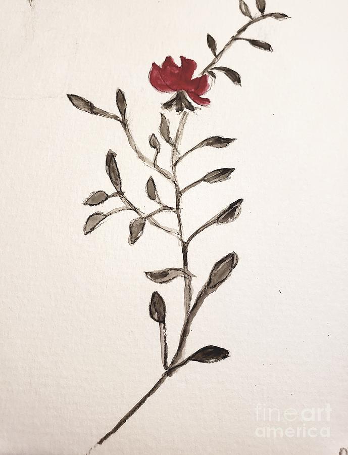 A Single Rose #1 Painting by Margaret Welsh Willowsilk