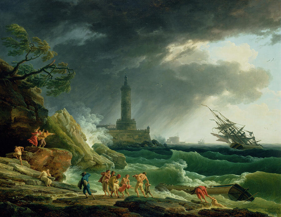 A Storm on a Mediterranean Coast, from 1767 Painting by Claude-Joseph Vernet A Storm on a Mediterranean Coast, from 1767 Painting by Claude-Joseph Vernet