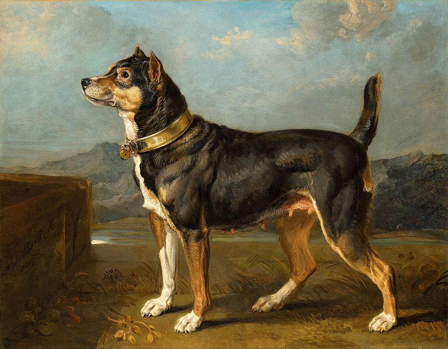 A terrier in a landscape #2 Painting by James Ward