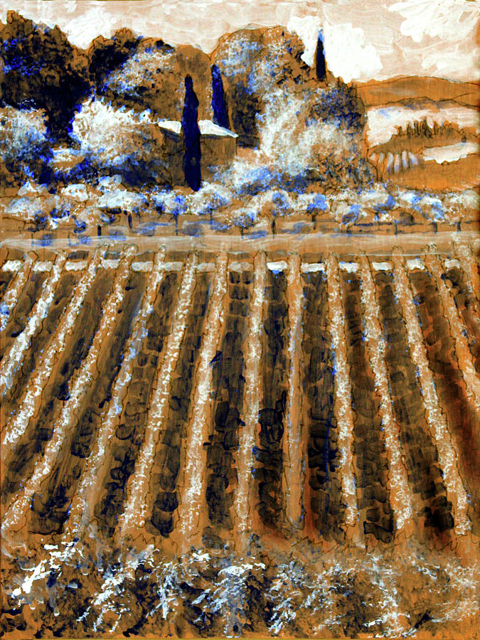 A Tuscan View #1 Drawing by David Zimmerman