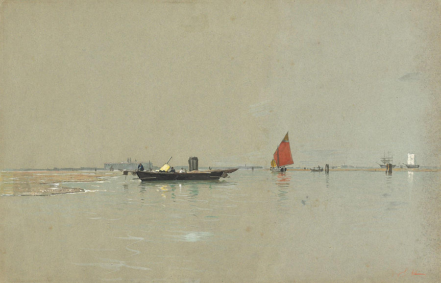A Venetian Lagoon  #2 Drawing by William Stanley Haseltine