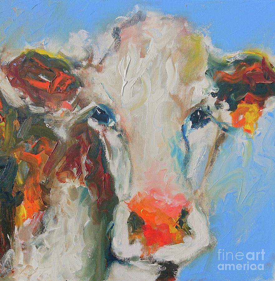 A vibrant painting of bovine cow  #1 Painting by Mary Cahalan Lee - aka PIXI