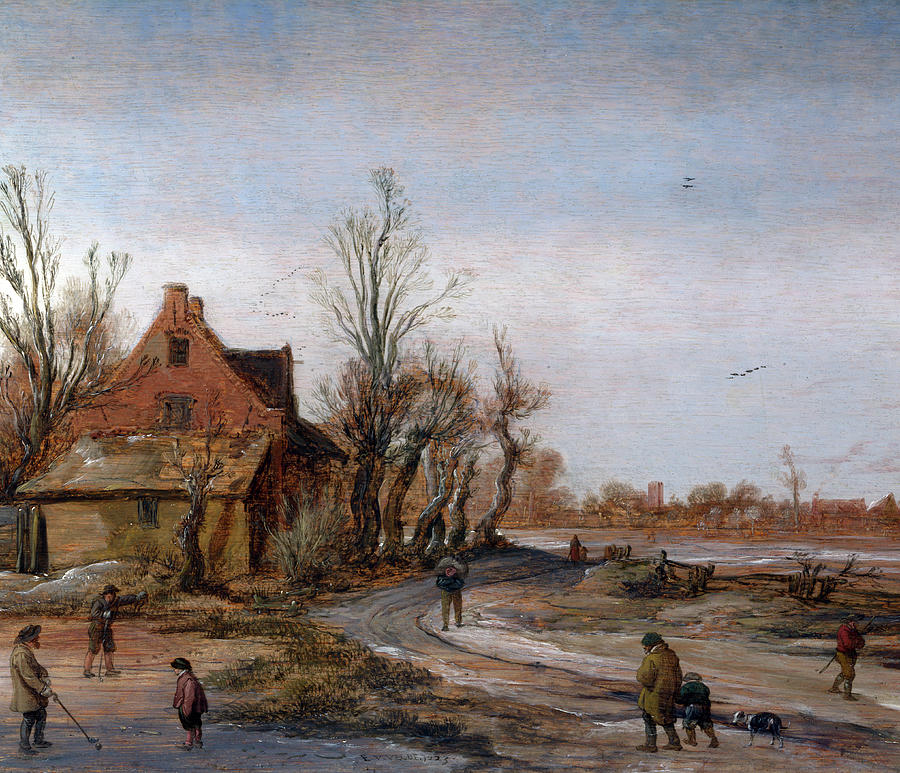 Winter Painting - A Winter Landscape  #1 by Esaias van de Velde