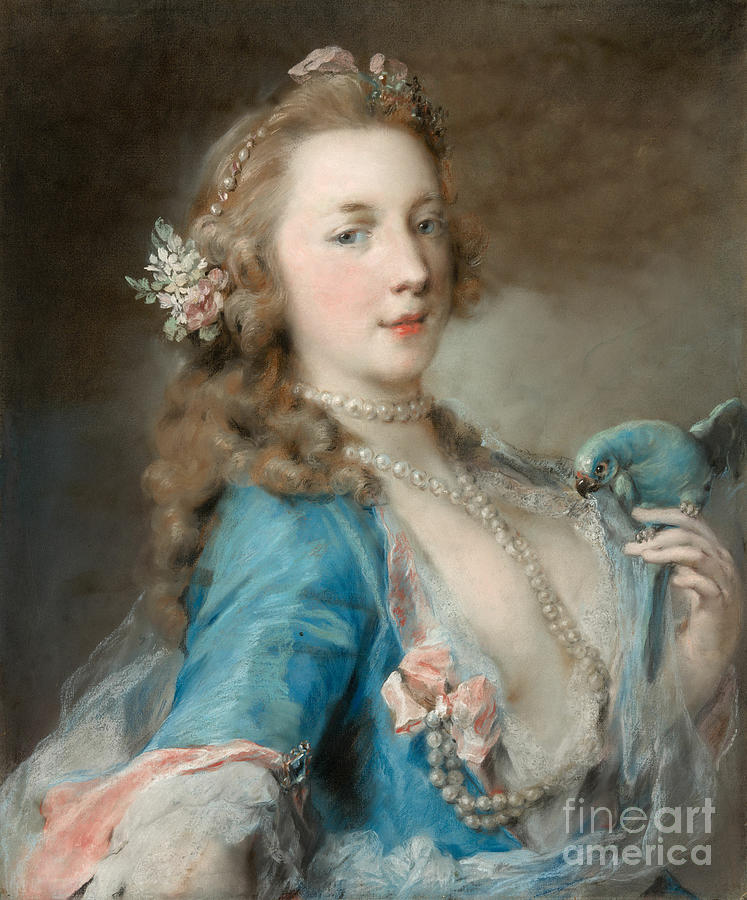 A Young Lady With A Parrot Photograph