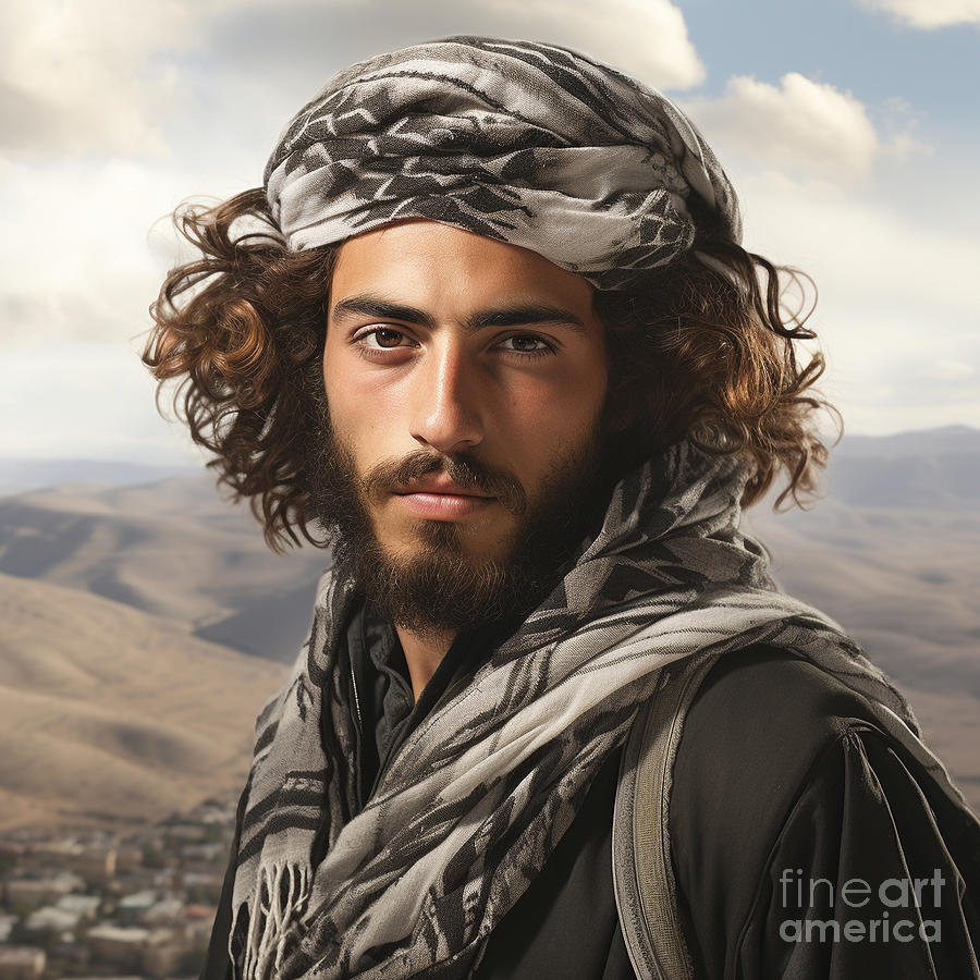A Young Palestinian Man Wearing A Keffiyeh By Asar Studios Painting
