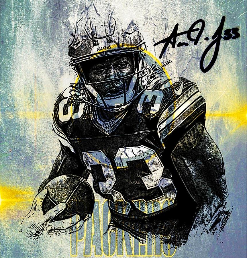 Aaron Jones Packers RB Digital Art by Bob Smerecki - Pixels