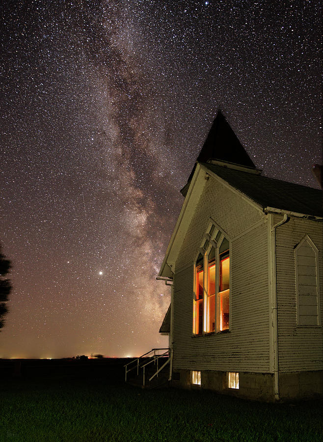 Abandoned but Not Forgotten - Antiochia Lutheran Nighscape #3 with milky way Photograph by Peter Herman