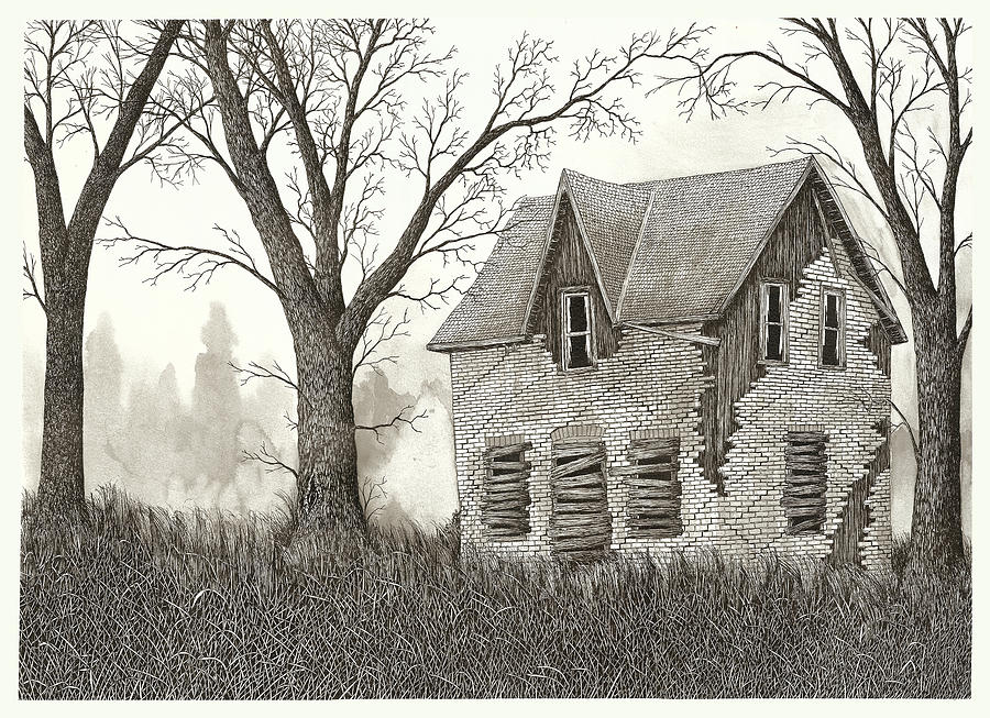 Abandoned Farmhouse #1 Drawing by Jonathan Baldock