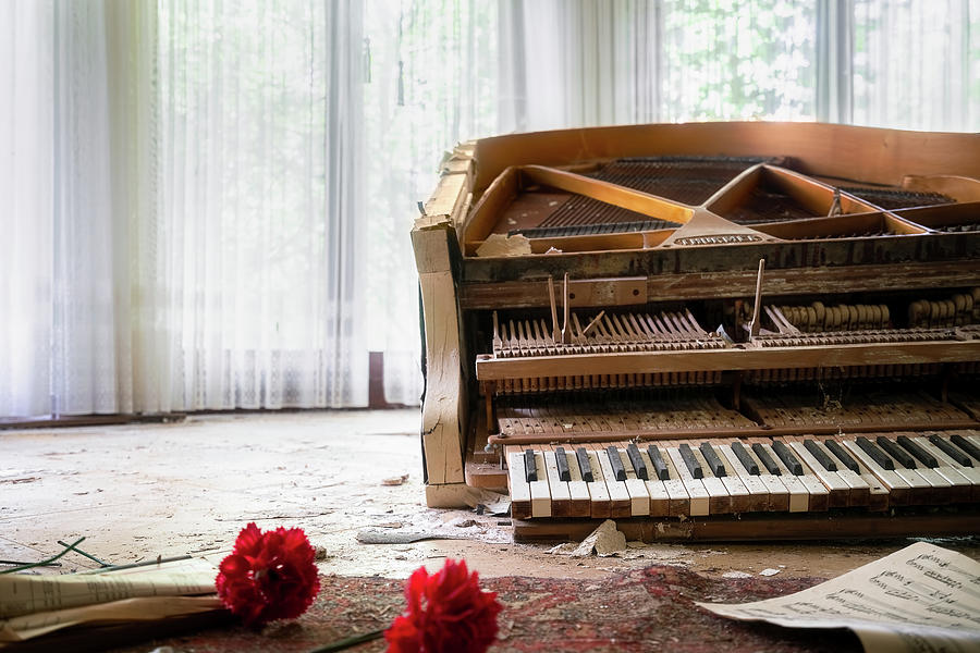 Abandoned Piano with Flowers #1 Photograph by Roman Robroek
