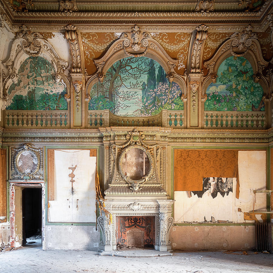 Abandoned Villa with Fireplace #1 Photograph by Roman Robroek