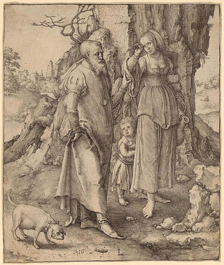Abraham Repudiating Hagar #1 Drawing by Lucas van Leyden