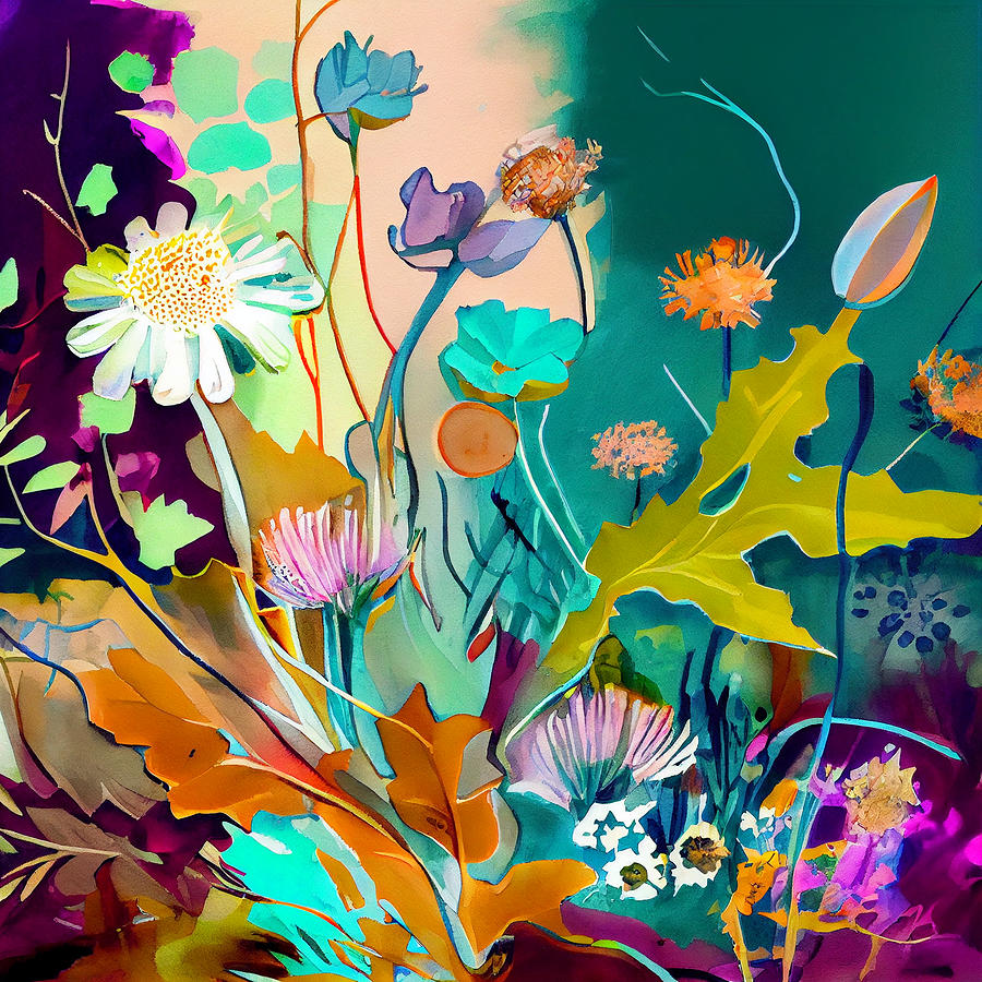 Abstract  Art  Of  Nature  Wildflowers  Bold  Vibrant  By Asar Studios Digital Art
