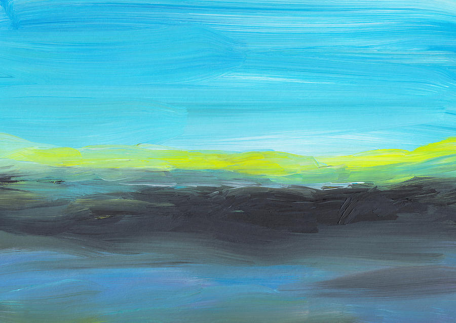 Abstract Blue Landscape Painting Digital Art by Sweet Birdie Studio ...