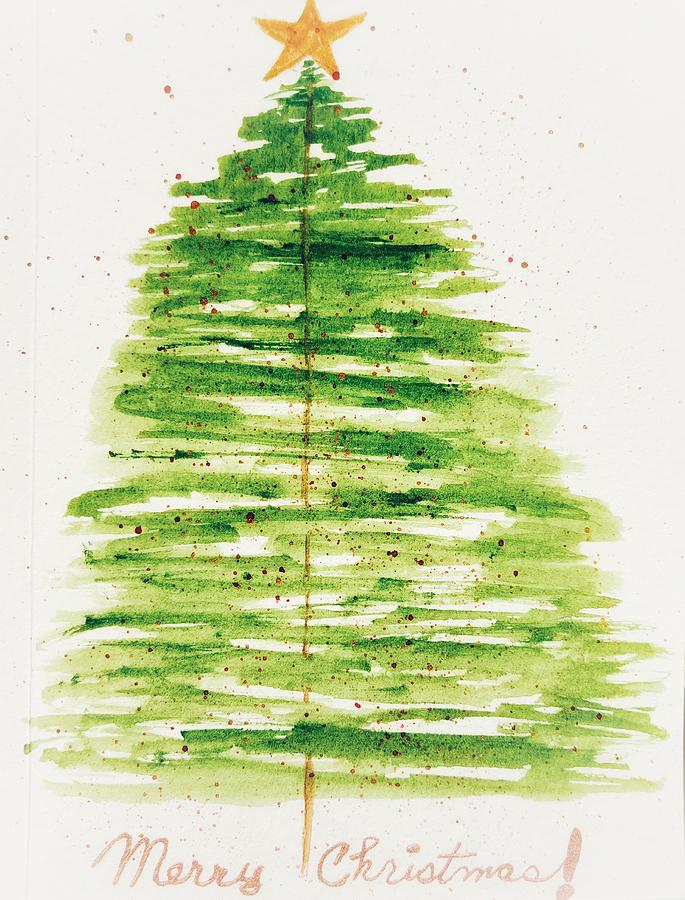 Christmas Painting - Abstract Christmas Tree #2 by Shady Lane Studios-Karen Howard