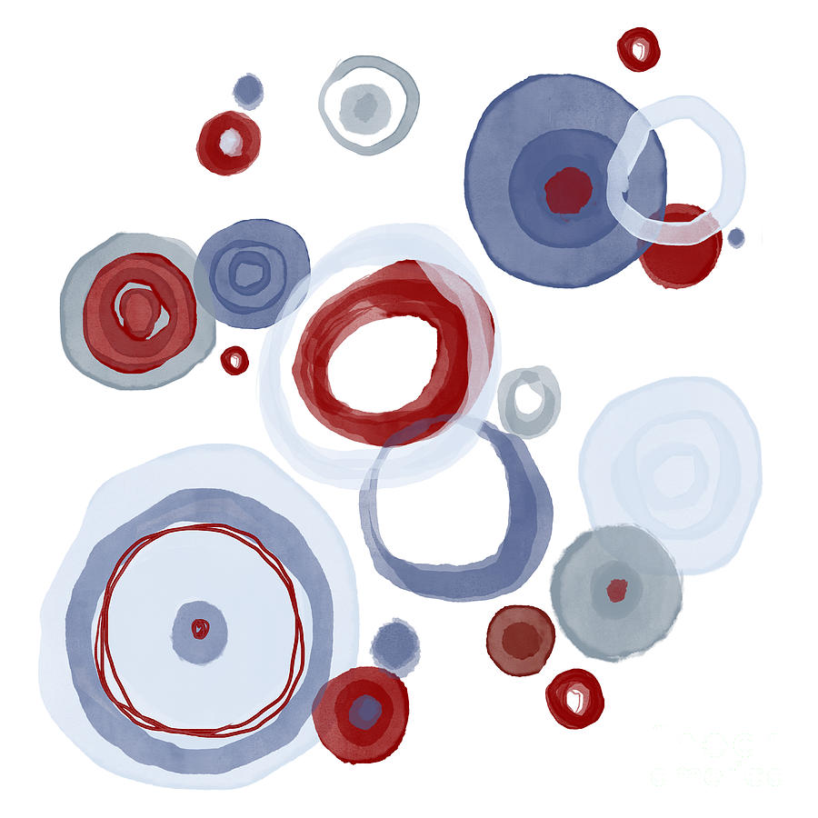 Abstract Circles in Red White and Blue Digital Art by Patricia Awapara