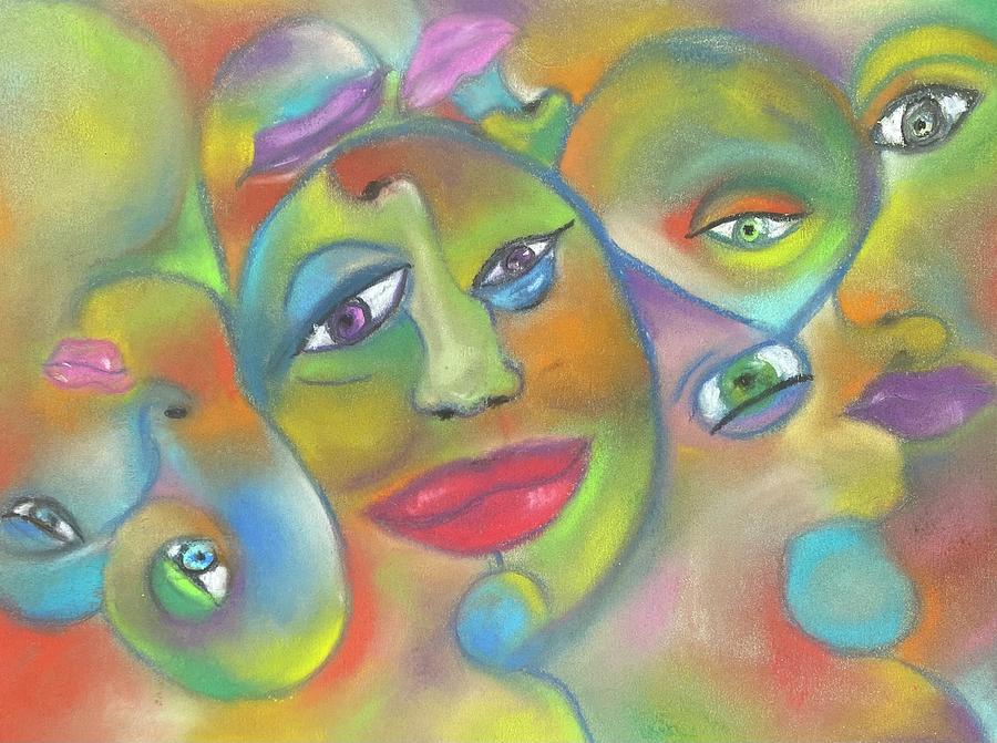 Abstract faces III Pastel by Crystal Stagg