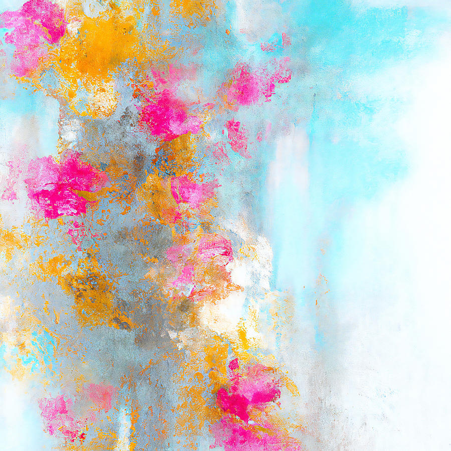 Abstract Flowers - White Pink And Blue Floral Art Painting by StellArt ...