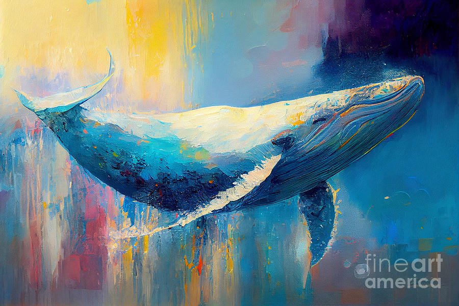 abstract impressionist oil painting of whale by Asar Studios Digital ...