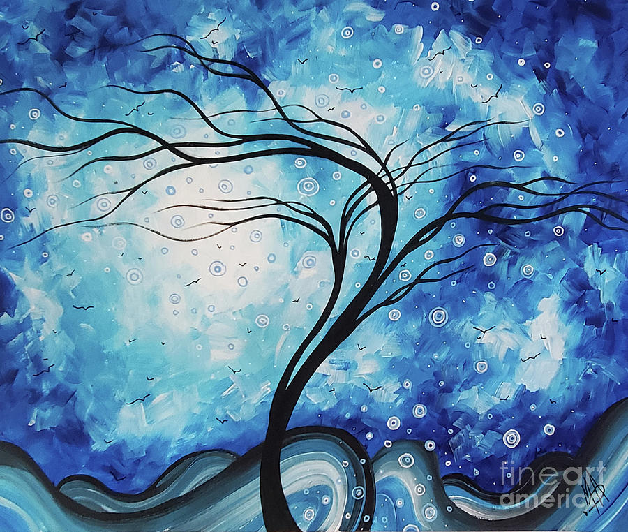 Abstract Landscape Painting, Original Tree Moon Art by Megan Duncanson ...