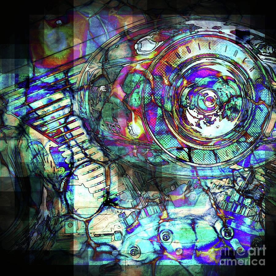 Abstract Motorcycle Engine Digital Art by Phil Perkins
