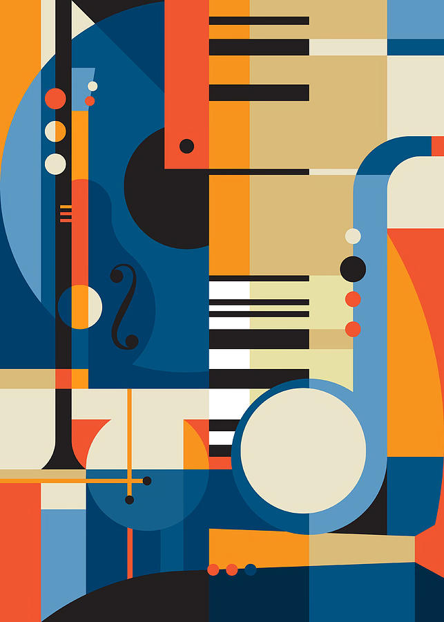 Abstract music instruments Poster Painting by Alison Hunt - Fine Art ...