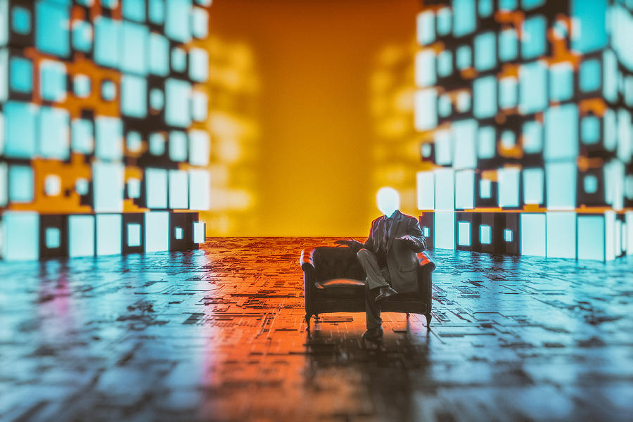 Abstract senior businessman with bright ideas #1 Photograph by Gremlin