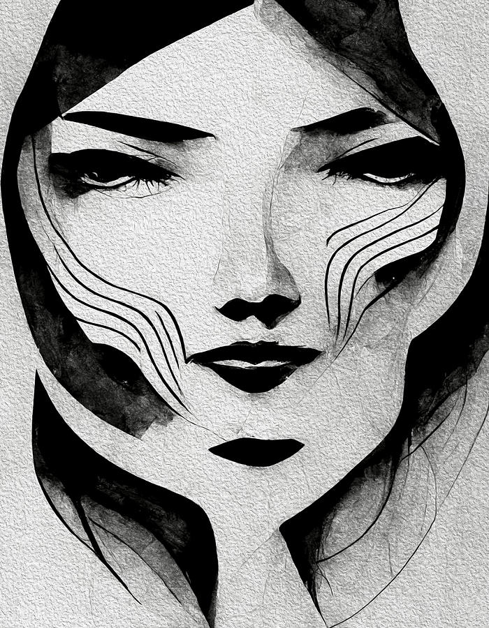 Abstract Woman Face Painting Digital Art by Harshni Wijerathna - Fine ...