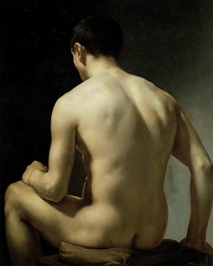 Academic Study of a Male Nude  #1 Painting by Edouard Antoine Naudin
