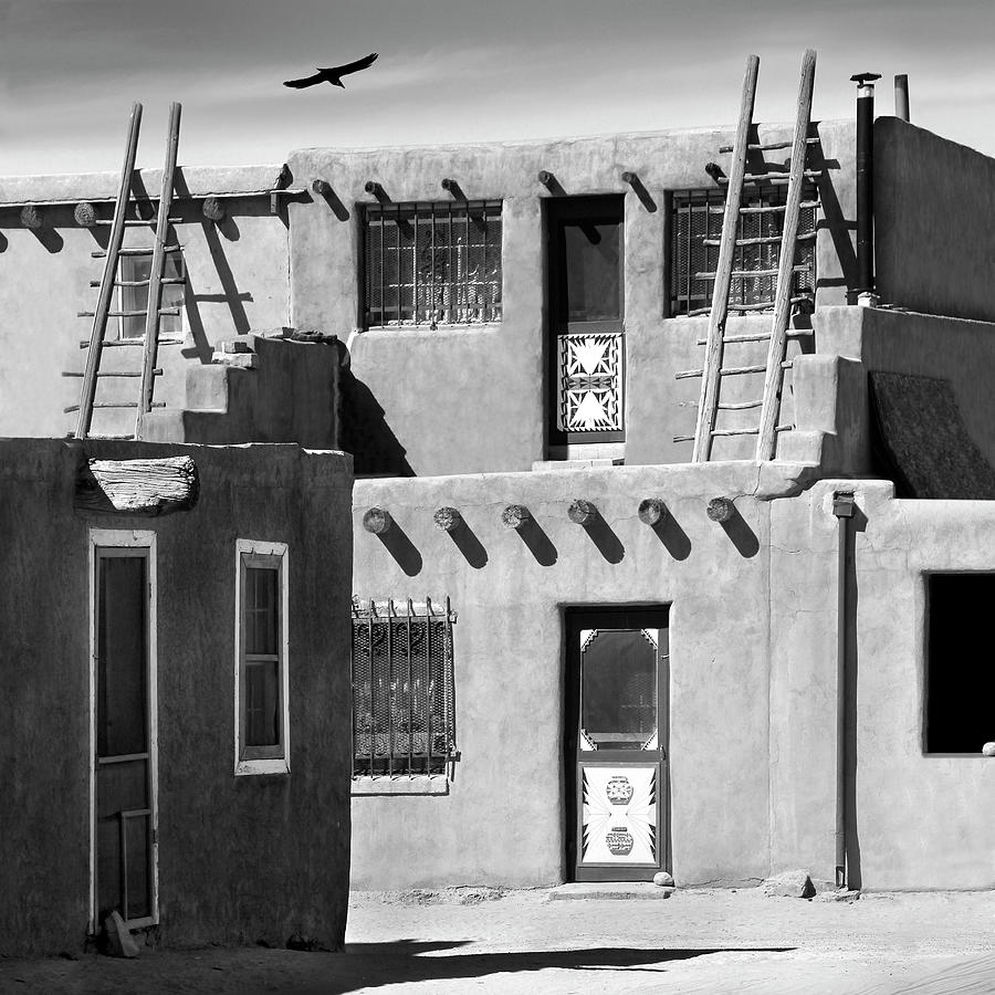 Acoma Pueblo Adobe Homes B W Photograph by Mike McGlothlen