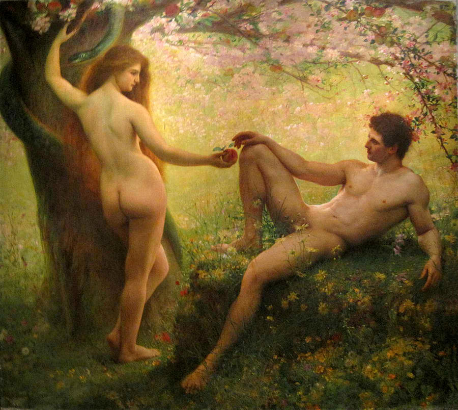Adam and Eve  #1 Painting by Gustave Courtois