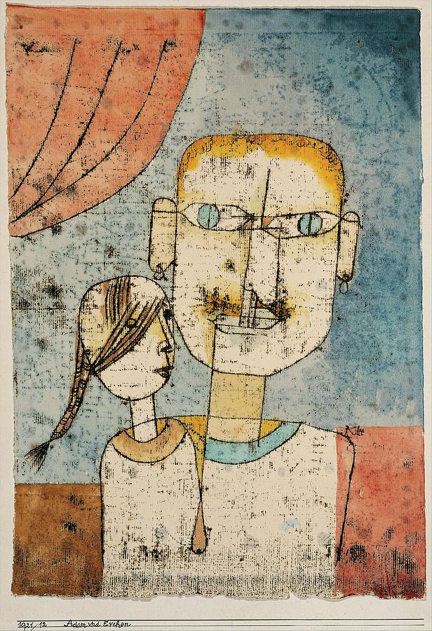 Adam and Little Eve 1921 #1 Painting by Paul Klee